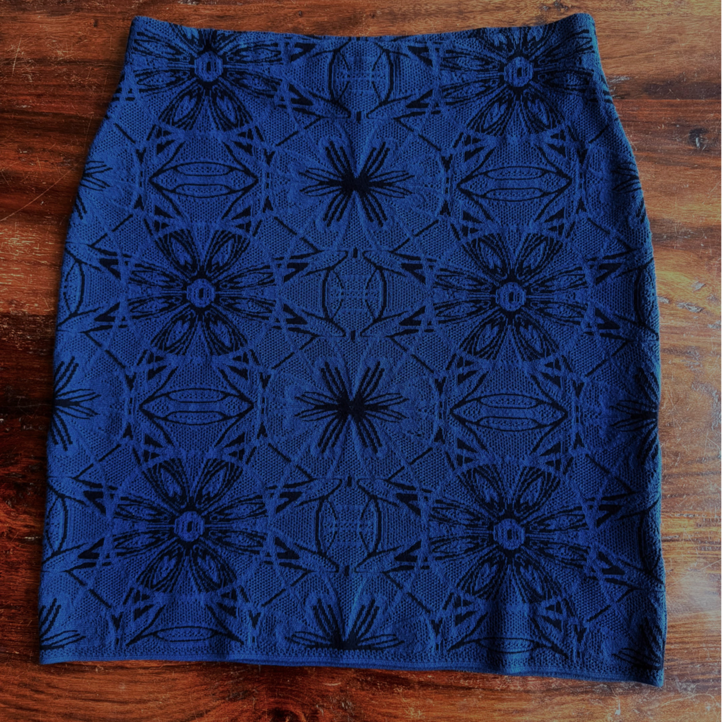 Authentic M Missoni Floral Jacquard Knit Skirt Italian 48 Us Xl Black Blue